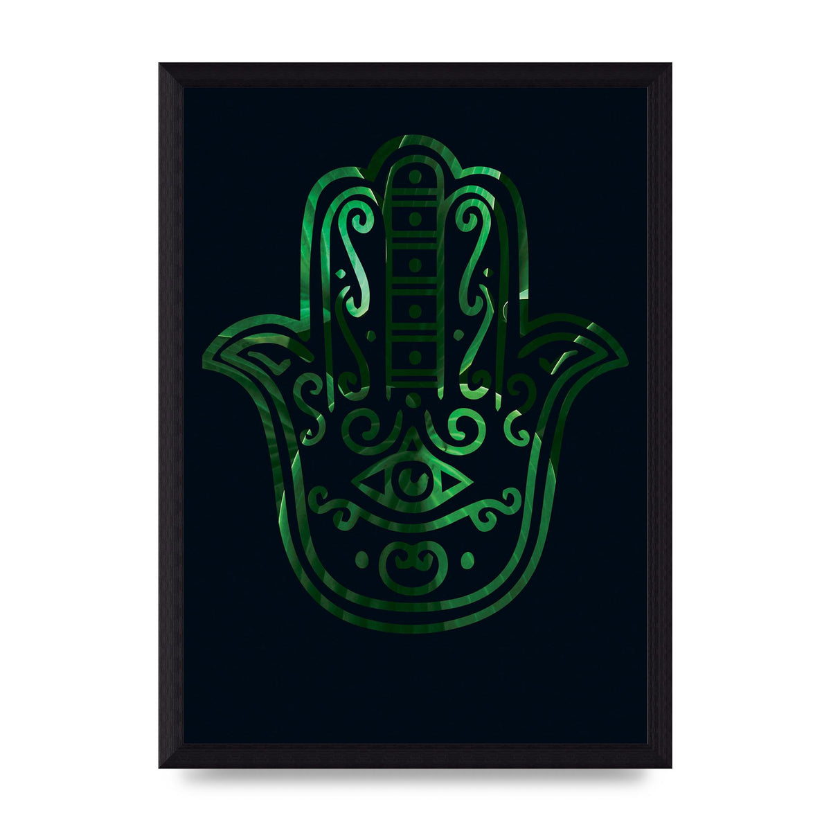 Tropical Plant Hamsa Hand Cutout Spiritual Wall Art - A4 framed