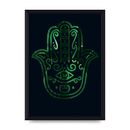 Tropical Plant Hamsa Hand Cutout Spiritual Wall Art - A4 framed