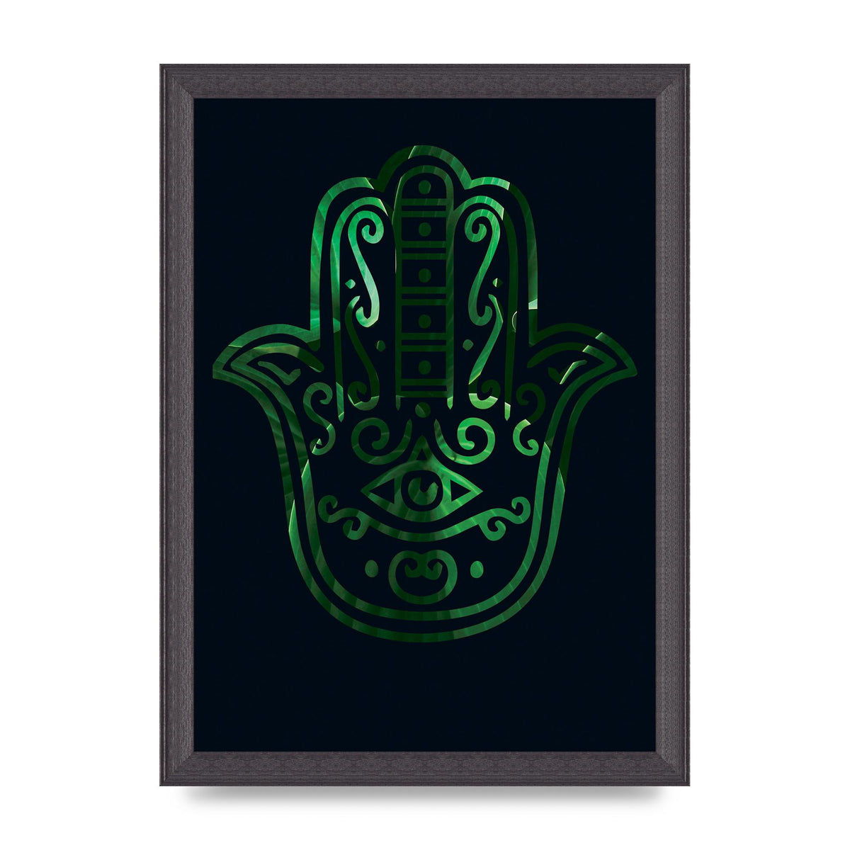 Tropical Plant Hamsa Hand Cutout Spiritual Wall Art - A4 framed
