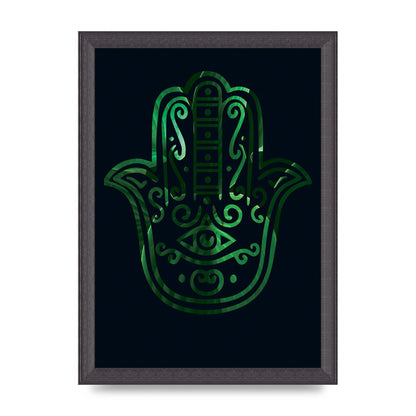 Tropical Plant Hamsa Hand Cutout Spiritual Wall Art - A4 framed
