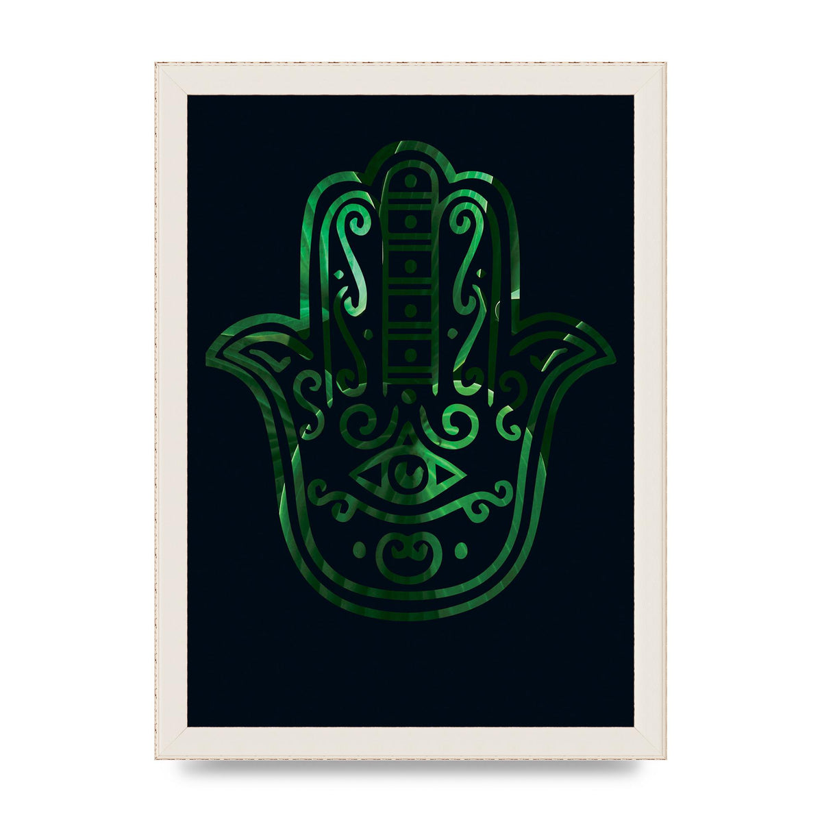 Tropical Plant Hamsa Hand Cutout Spiritual Wall Art - A4 framed