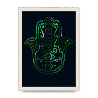 Tropical Plant Hamsa Hand Cutout Spiritual Wall Art - A4 framed