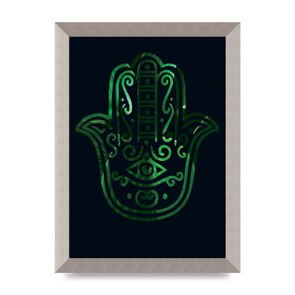 Tropical Plant Hamsa Hand Cutout Spiritual Wall Art - A4 framed