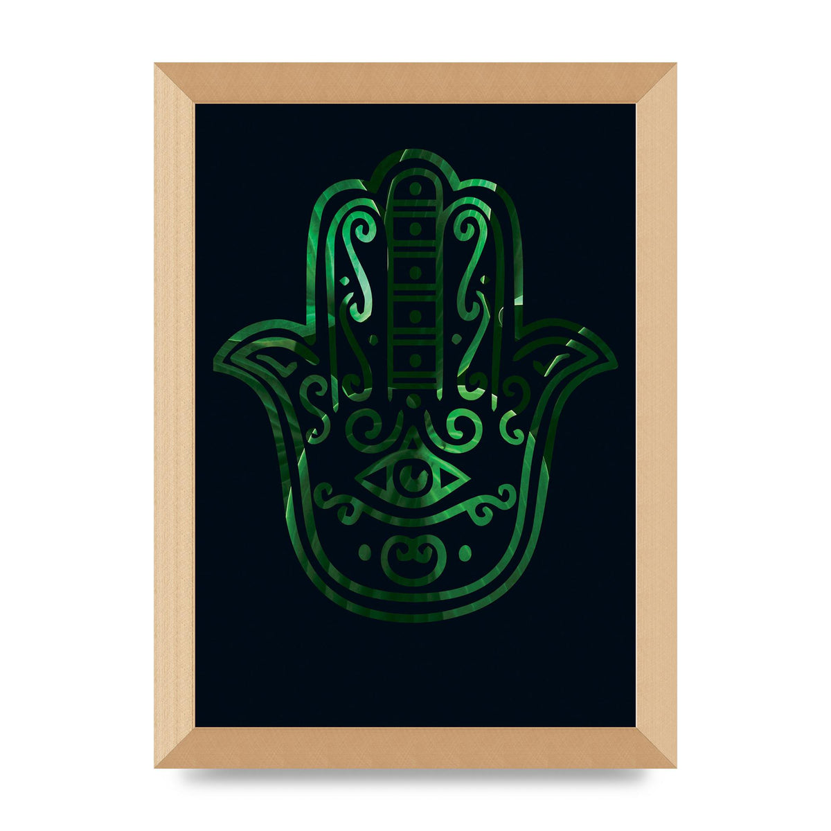 Tropical Plant Hamsa Hand Cutout Spiritual Wall Art - A4 framed