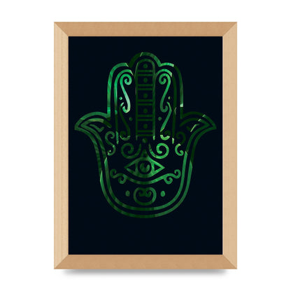 Tropical Plant Hamsa Hand Cutout Spiritual Wall Art - A4 framed