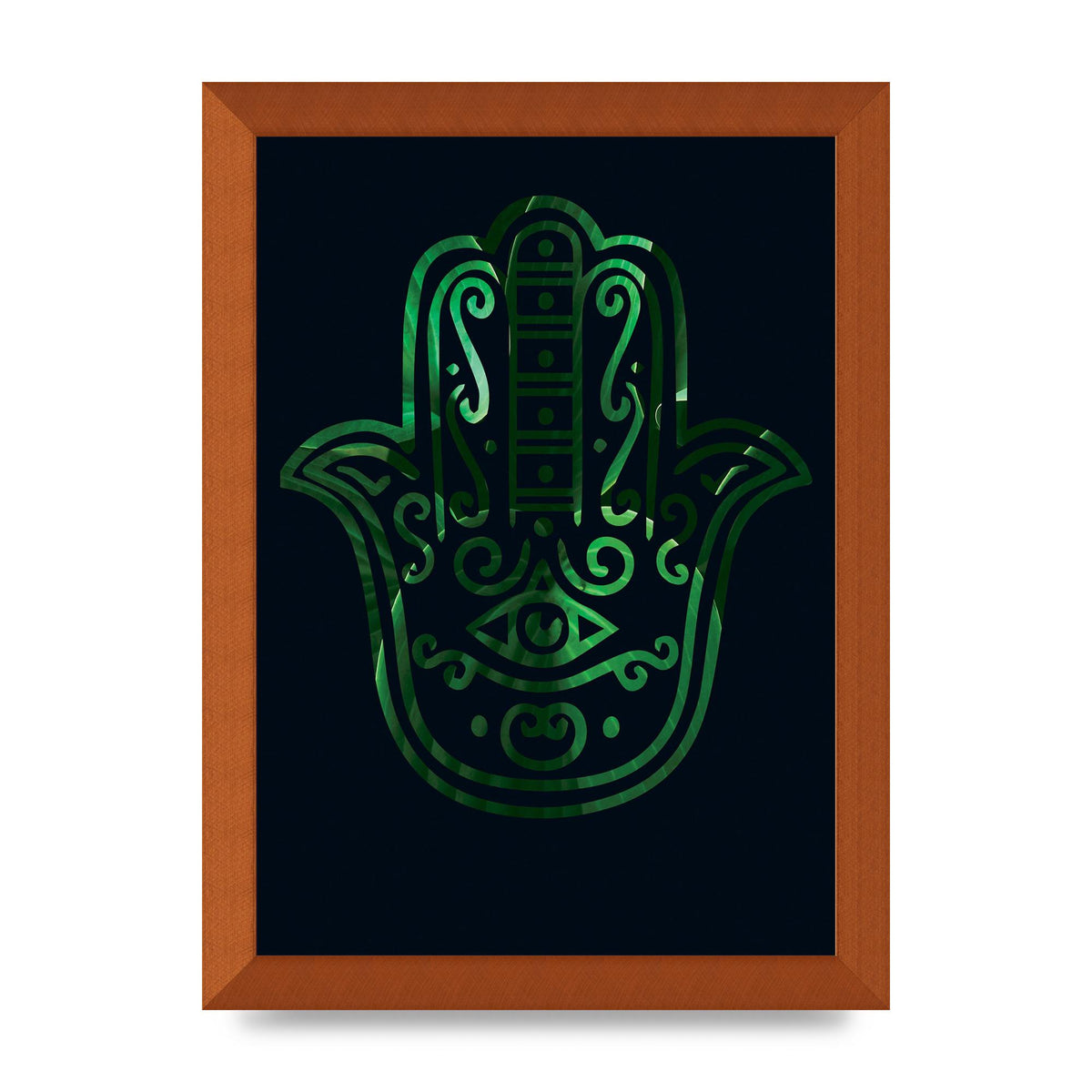 Tropical Plant Hamsa Hand Cutout Spiritual Wall Art - A4 framed