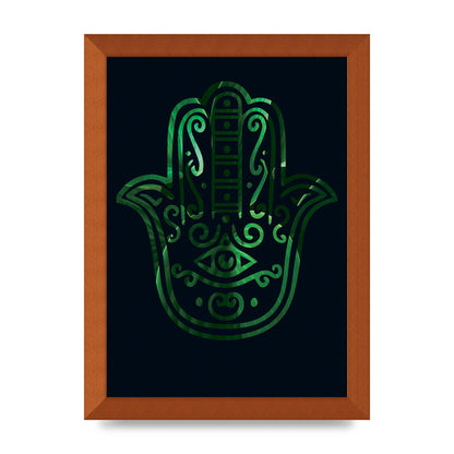 Tropical Plant Hamsa Hand Cutout Spiritual Wall Art - A4 framed