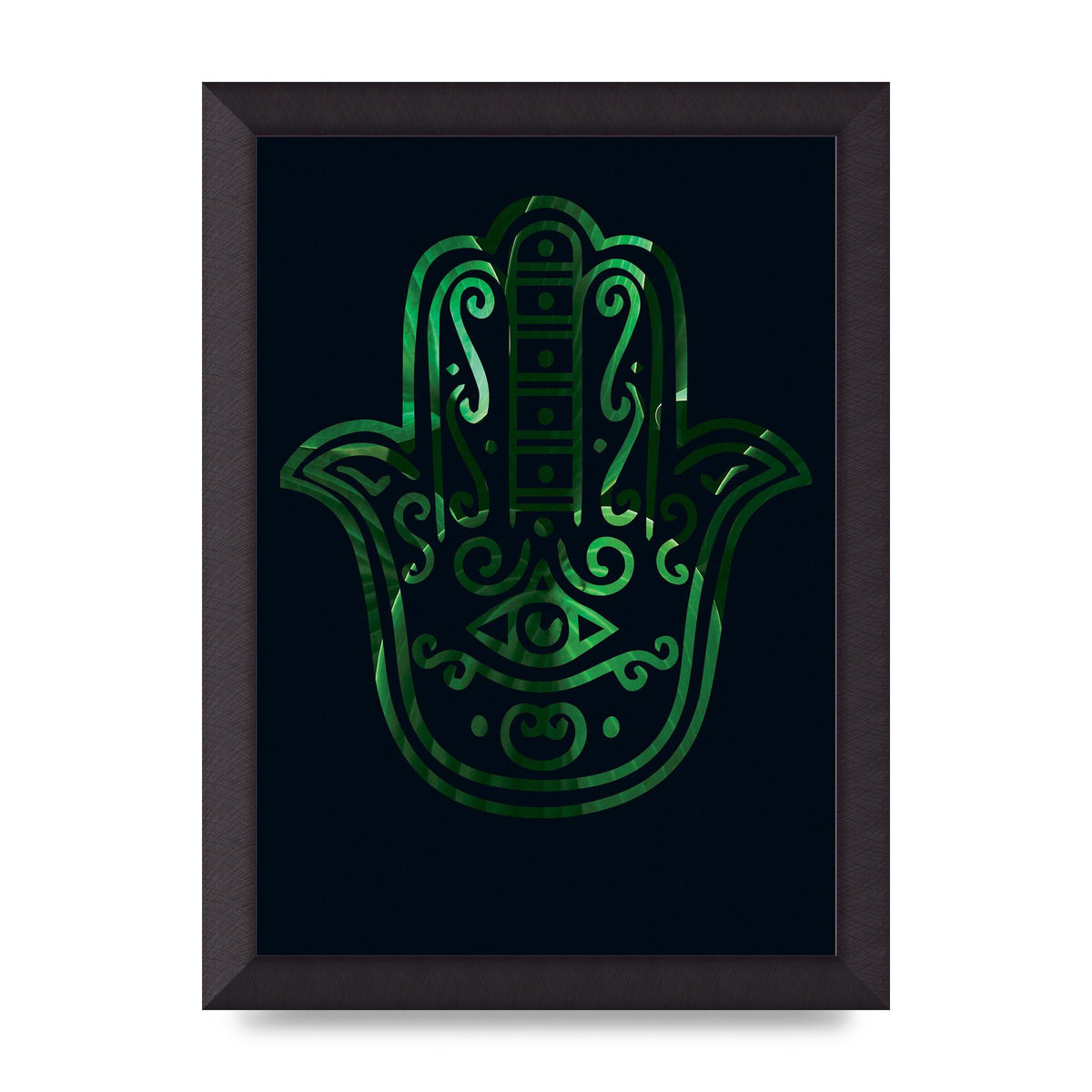Tropical Plant Hamsa Hand Cutout Spiritual Wall Art - A4 framed