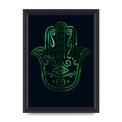 Tropical Plant Hamsa Hand Cutout Spiritual Wall Art - A4 framed