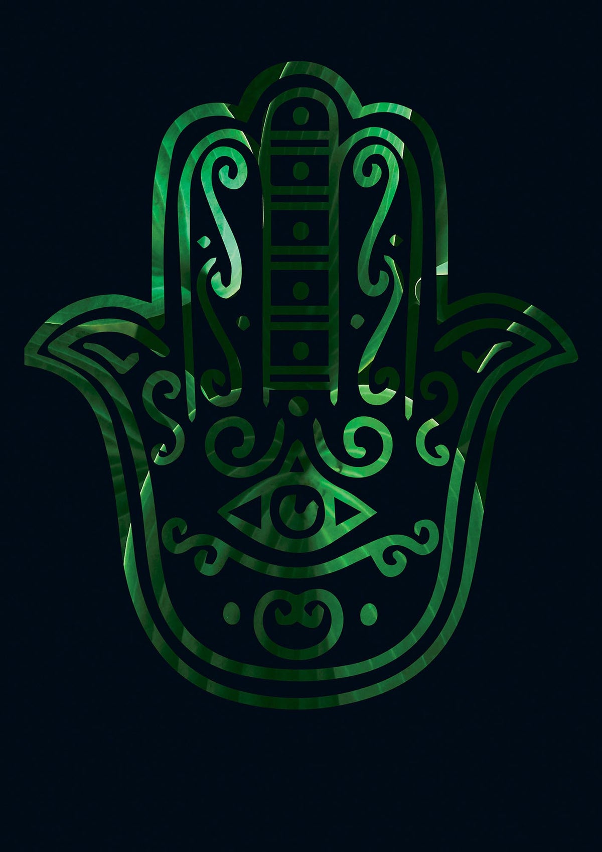Tropical Plant Hamsa Hand Cutout Spiritual Wall Art - detail