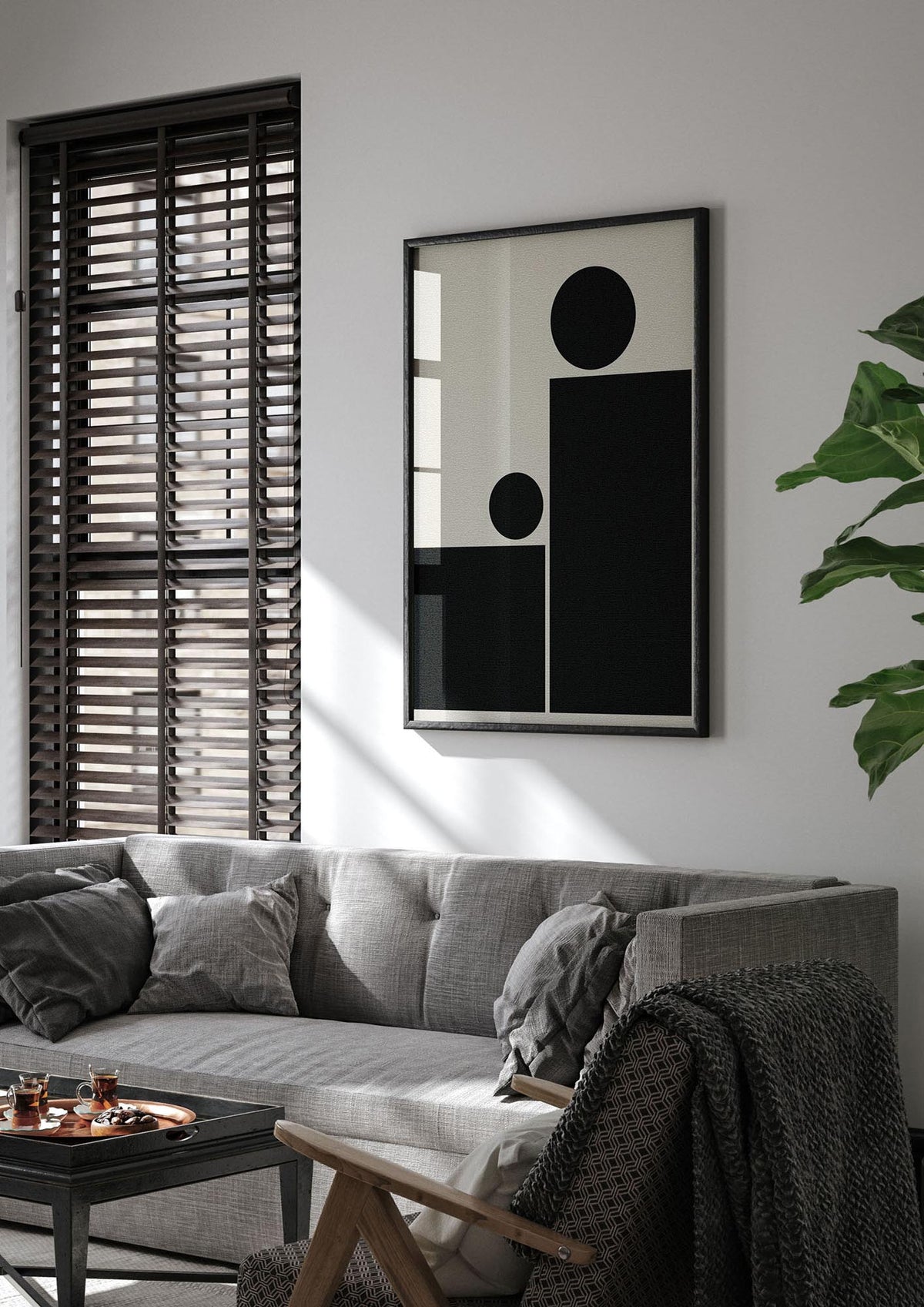 Abstract Bold Block Rectangle Shape Wall Art - living room 1