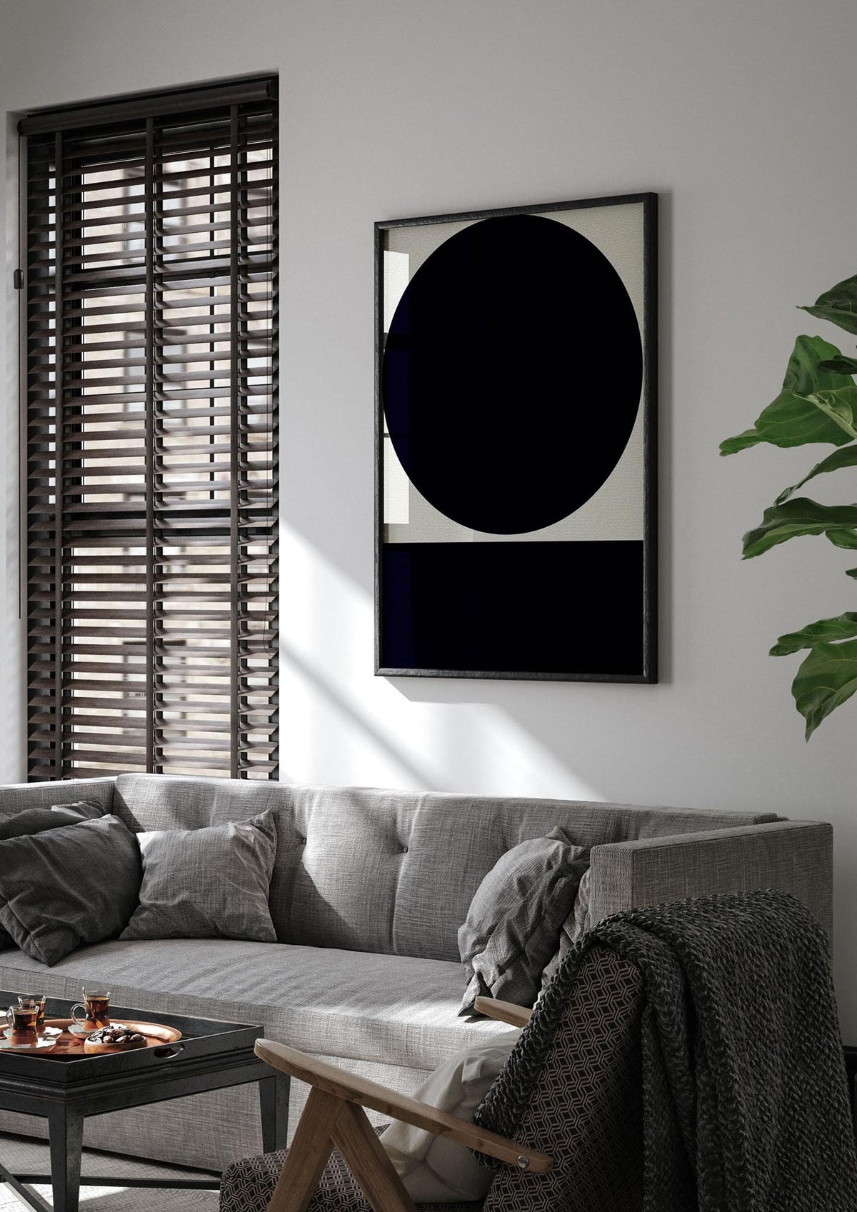 Abstract Bold Block Circle Shape Art For The Home - living room 1