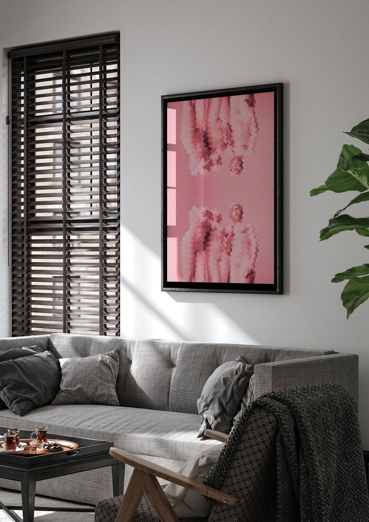 Ripple Statues Pink Trippy Wall Art - living room 1