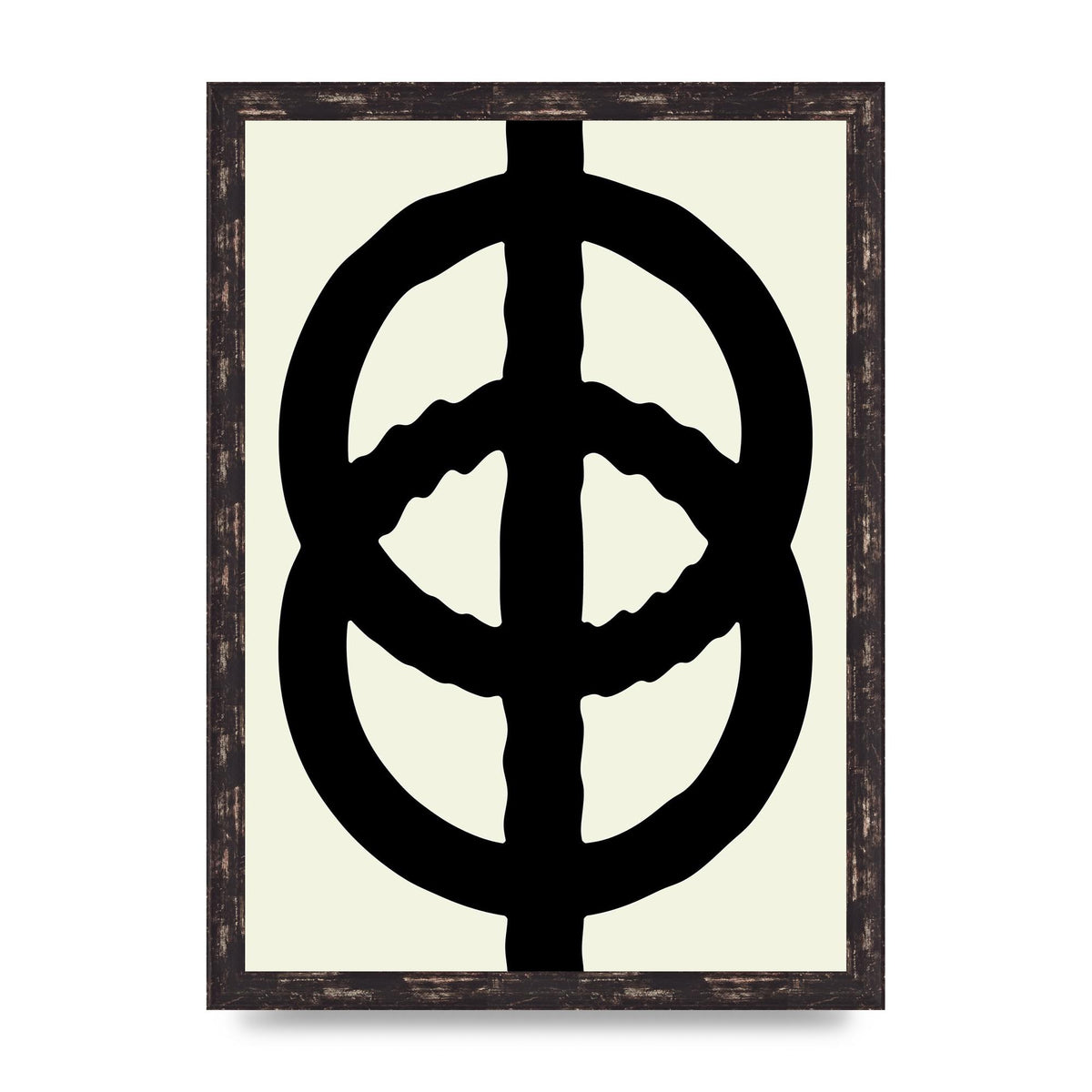 Abstract Rippled Line Block Printed Poster - A3 framed