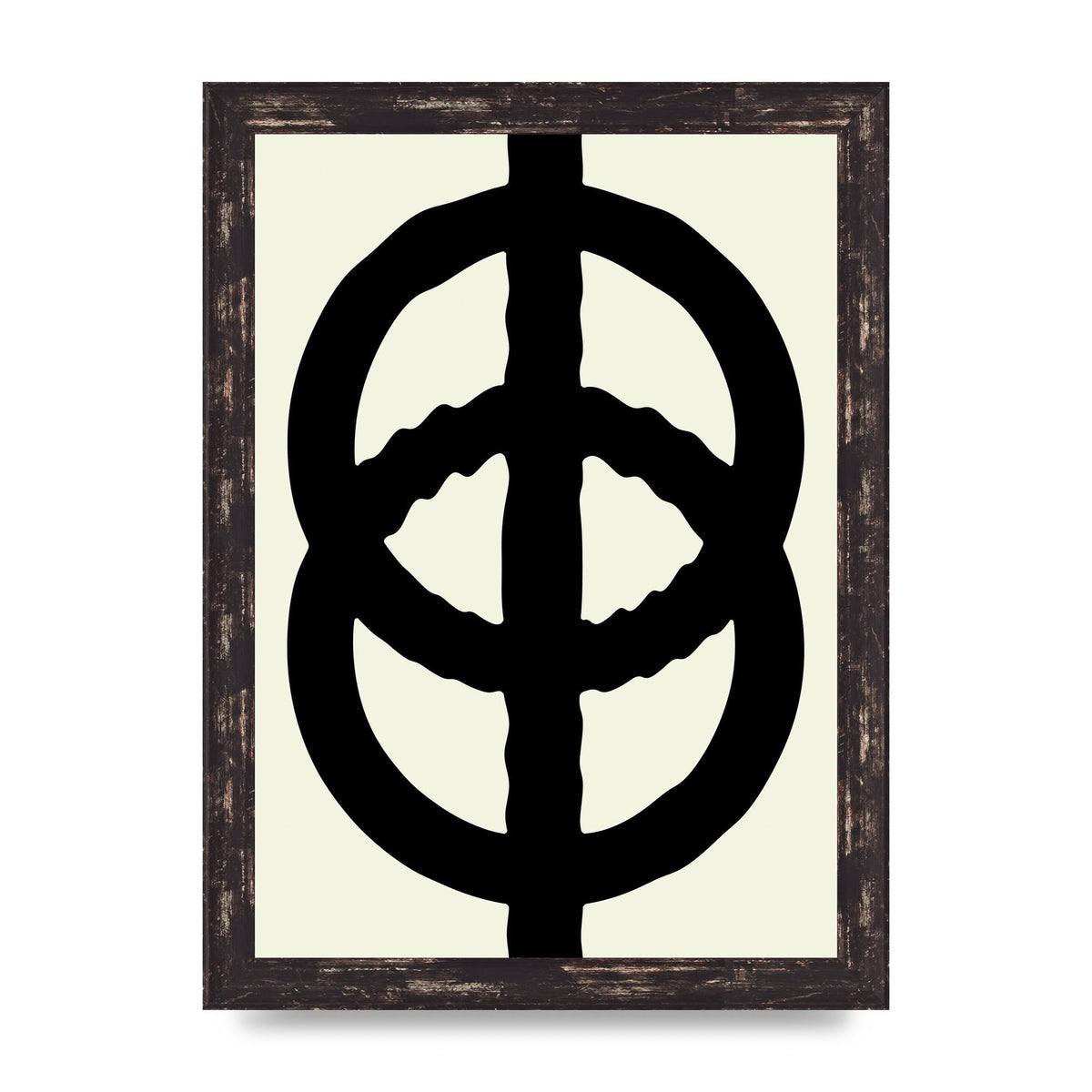 Abstract Rippled Line Block Printed Poster - A4 framed