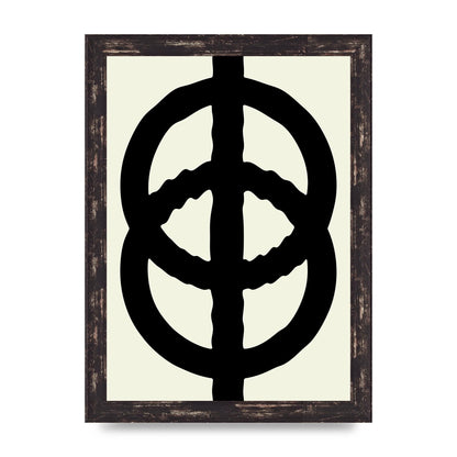 Abstract Rippled Line Block Printed Poster - A4 framed