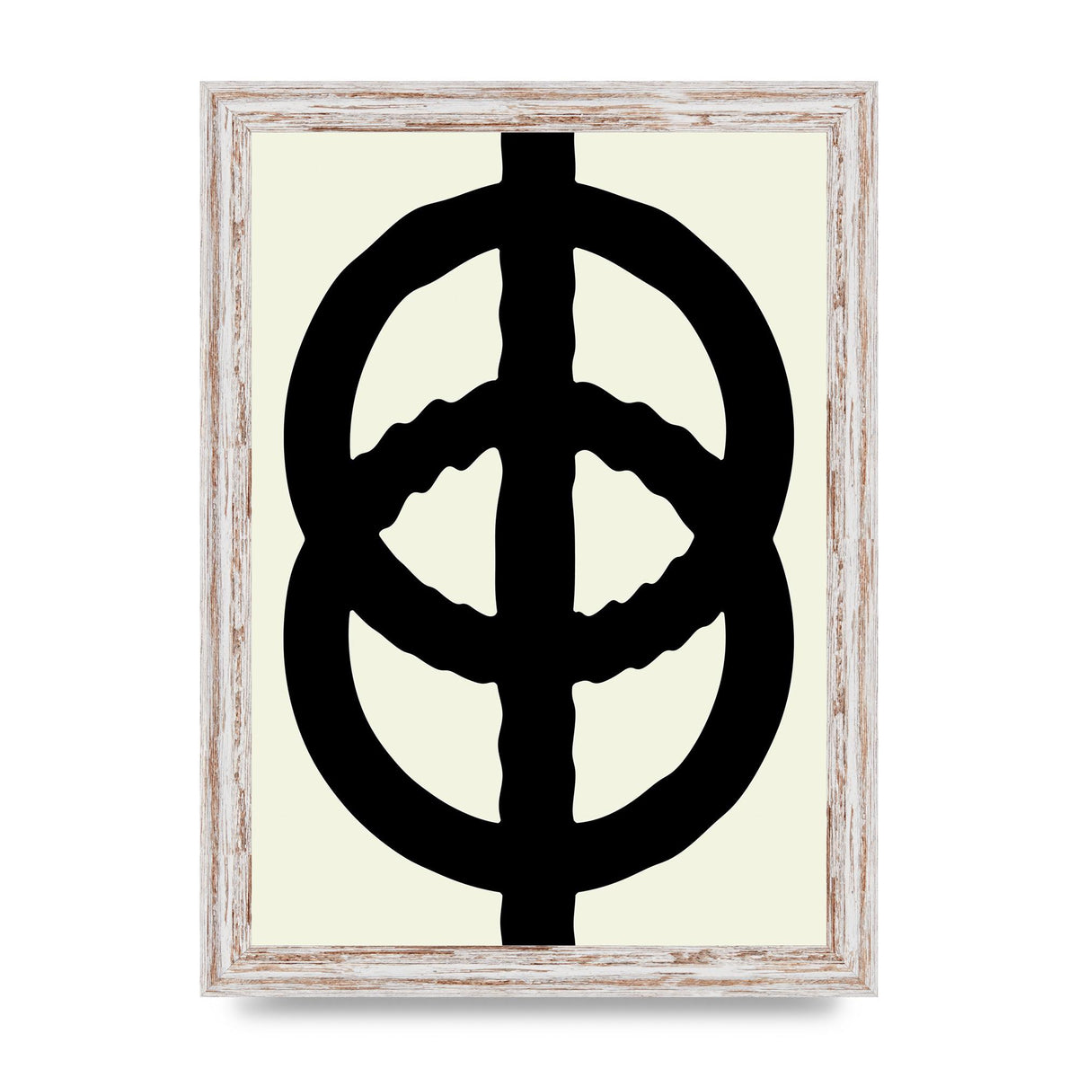 Abstract Rippled Line Block Printed Poster - A4 framed