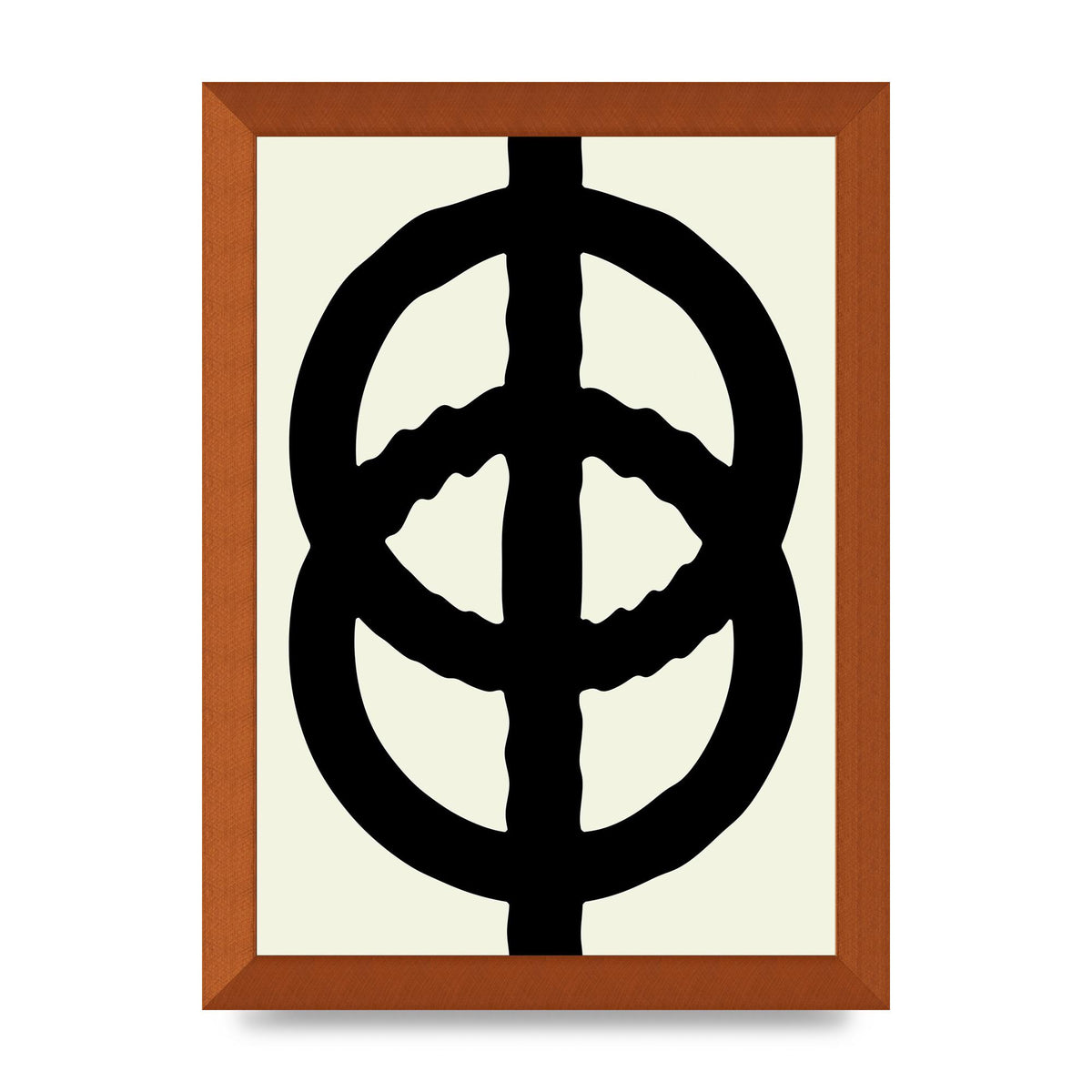 Abstract Rippled Line Block Printed Poster - A4 framed