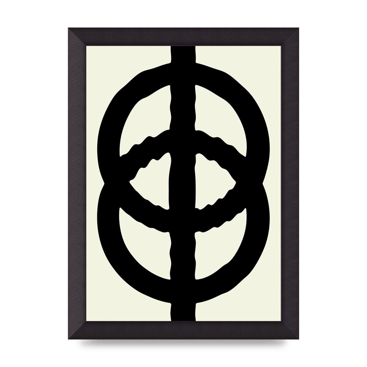 Abstract Rippled Line Block Printed Poster - A4 framed