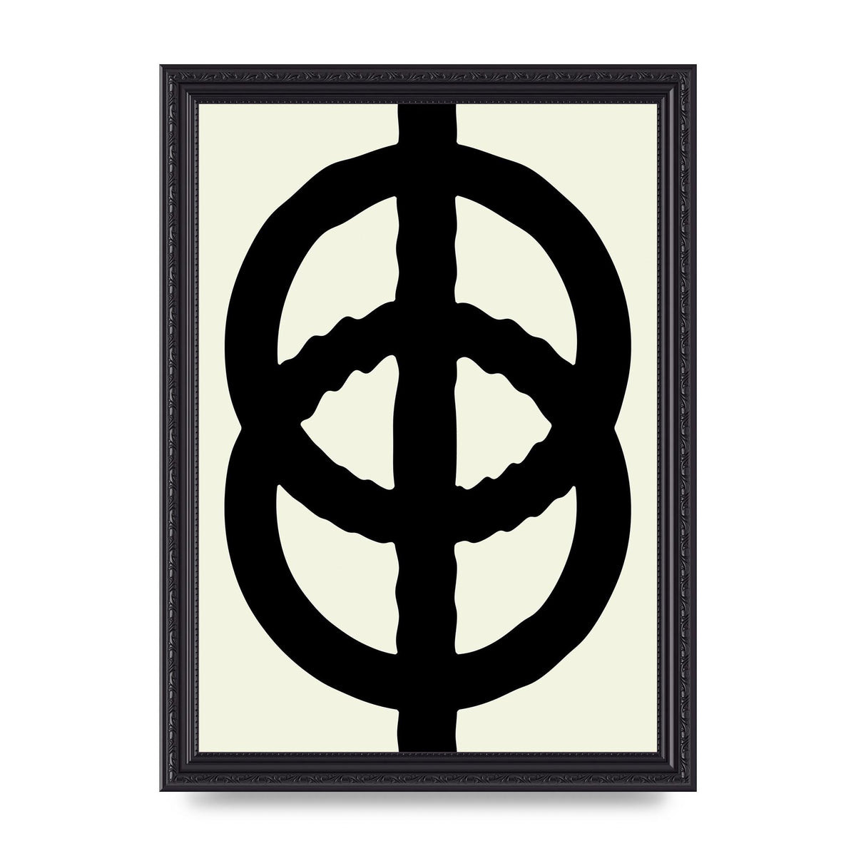 Abstract Rippled Line Block Printed Poster - A4 framed
