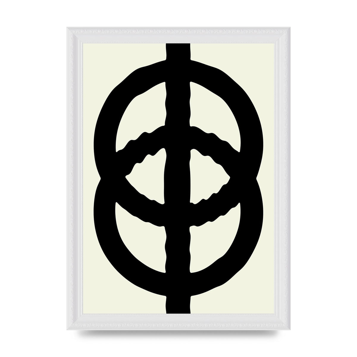 Abstract Rippled Line Block Printed Poster - A4 framed