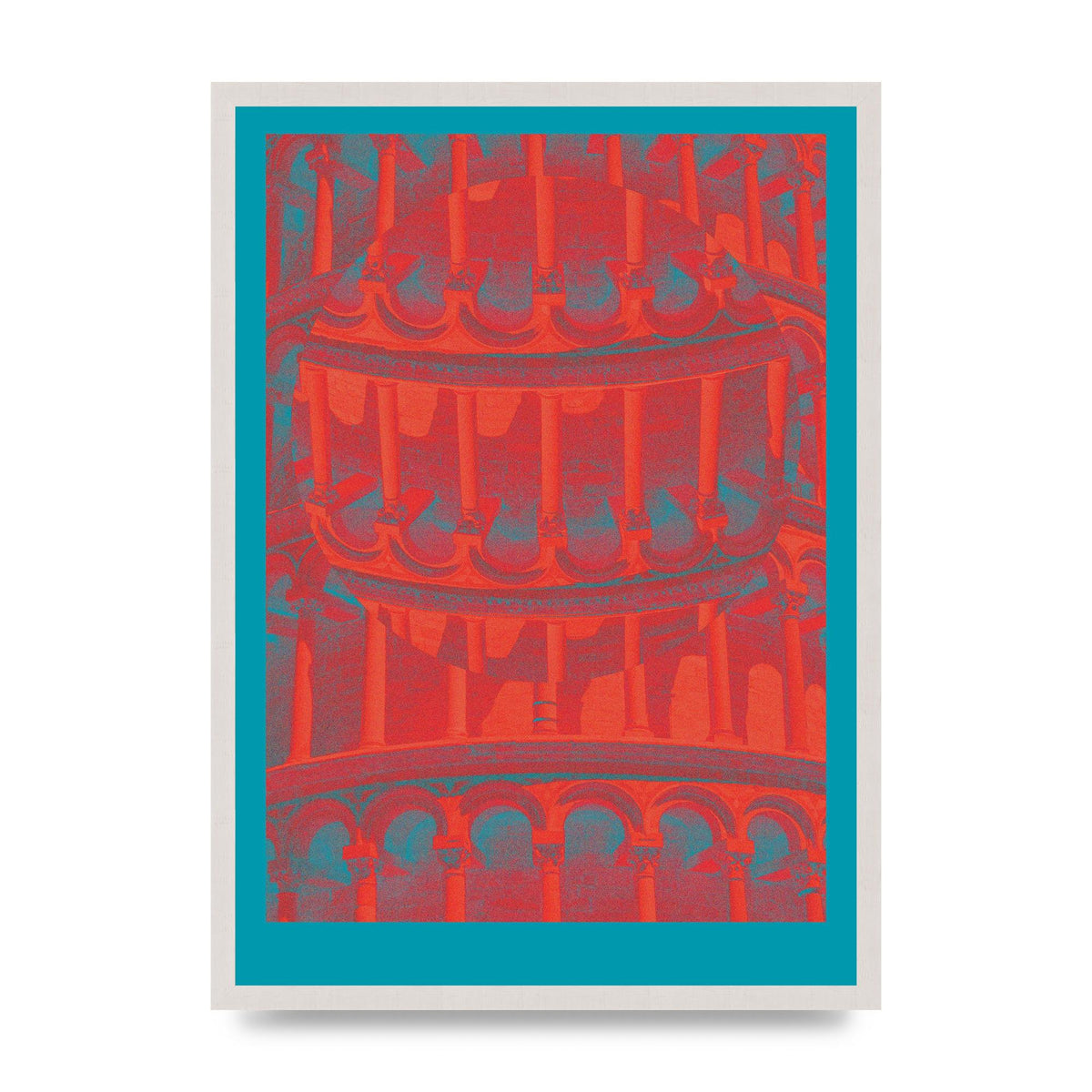 Tower Of Pisa Abstract Lofi Wall Art - A2 framed