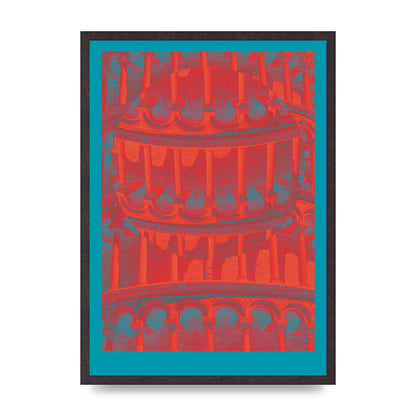 Tower Of Pisa Abstract Lofi Wall Art - A2 framed