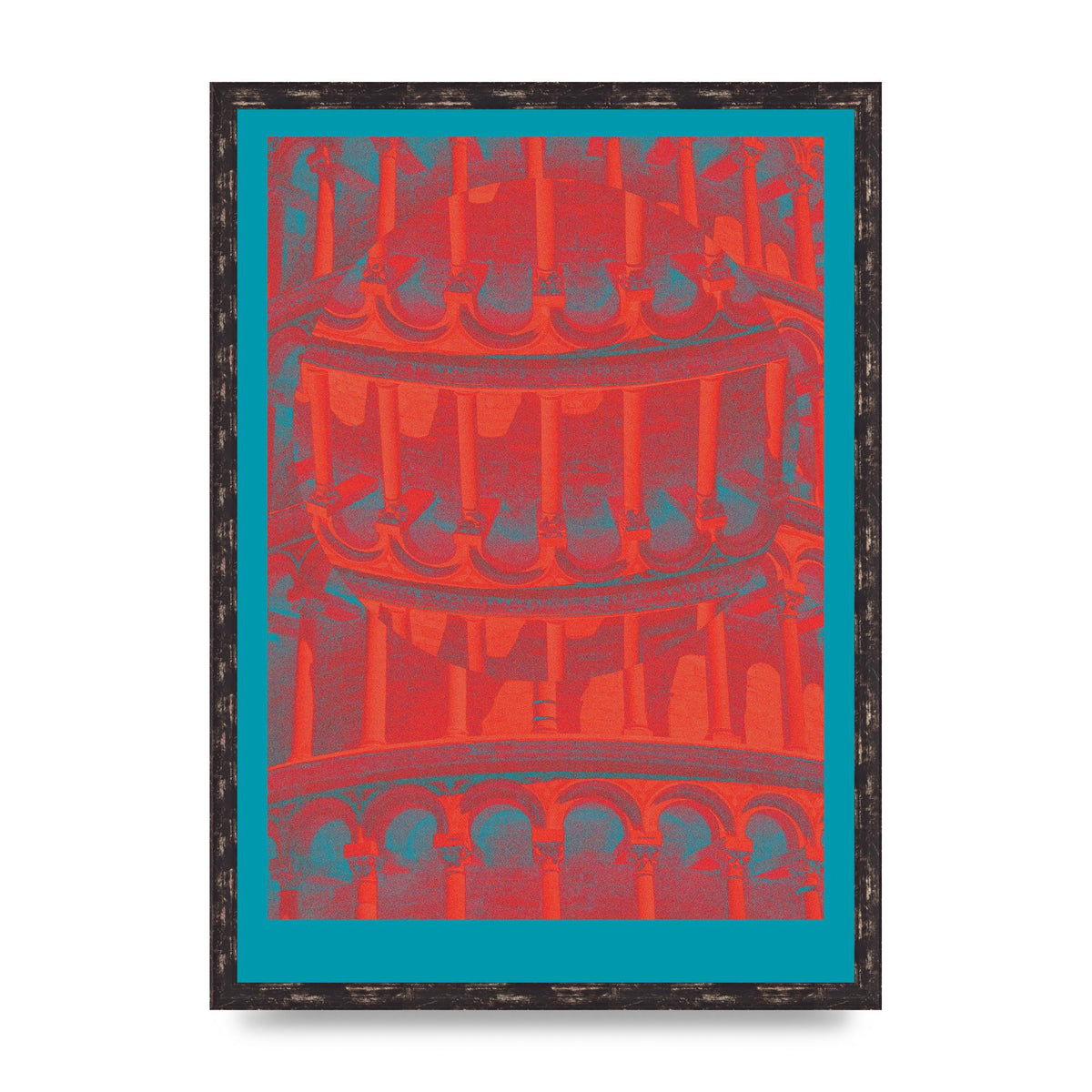 Tower Of Pisa Abstract Lofi Wall Art - A2 framed