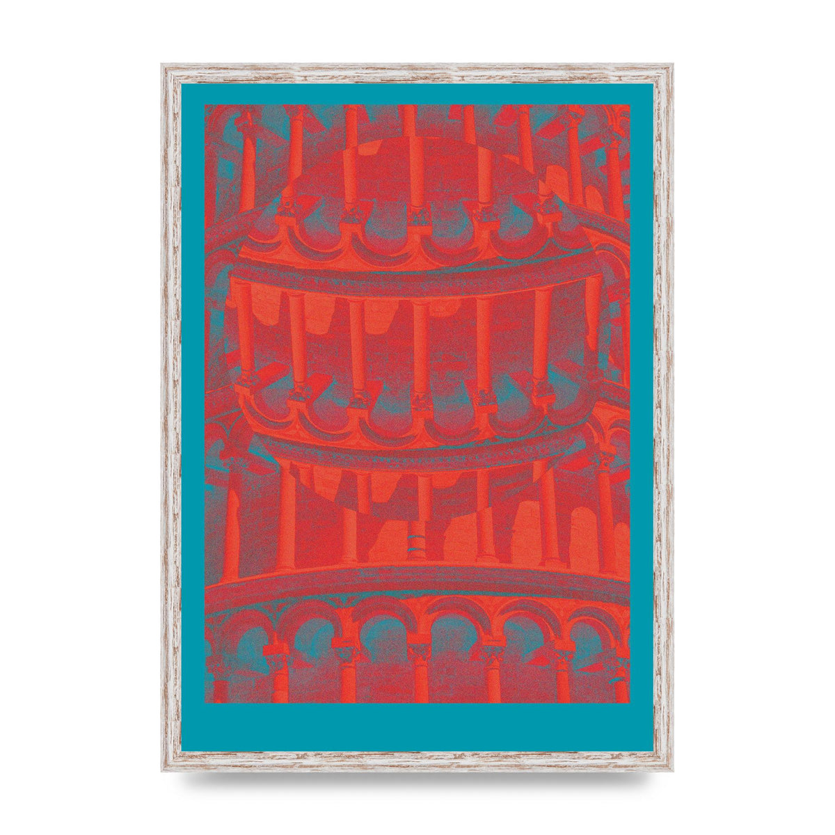 Tower Of Pisa Abstract Lofi Wall Art - A2 framed