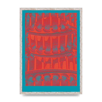 Tower Of Pisa Abstract Lofi Wall Art - A2 framed