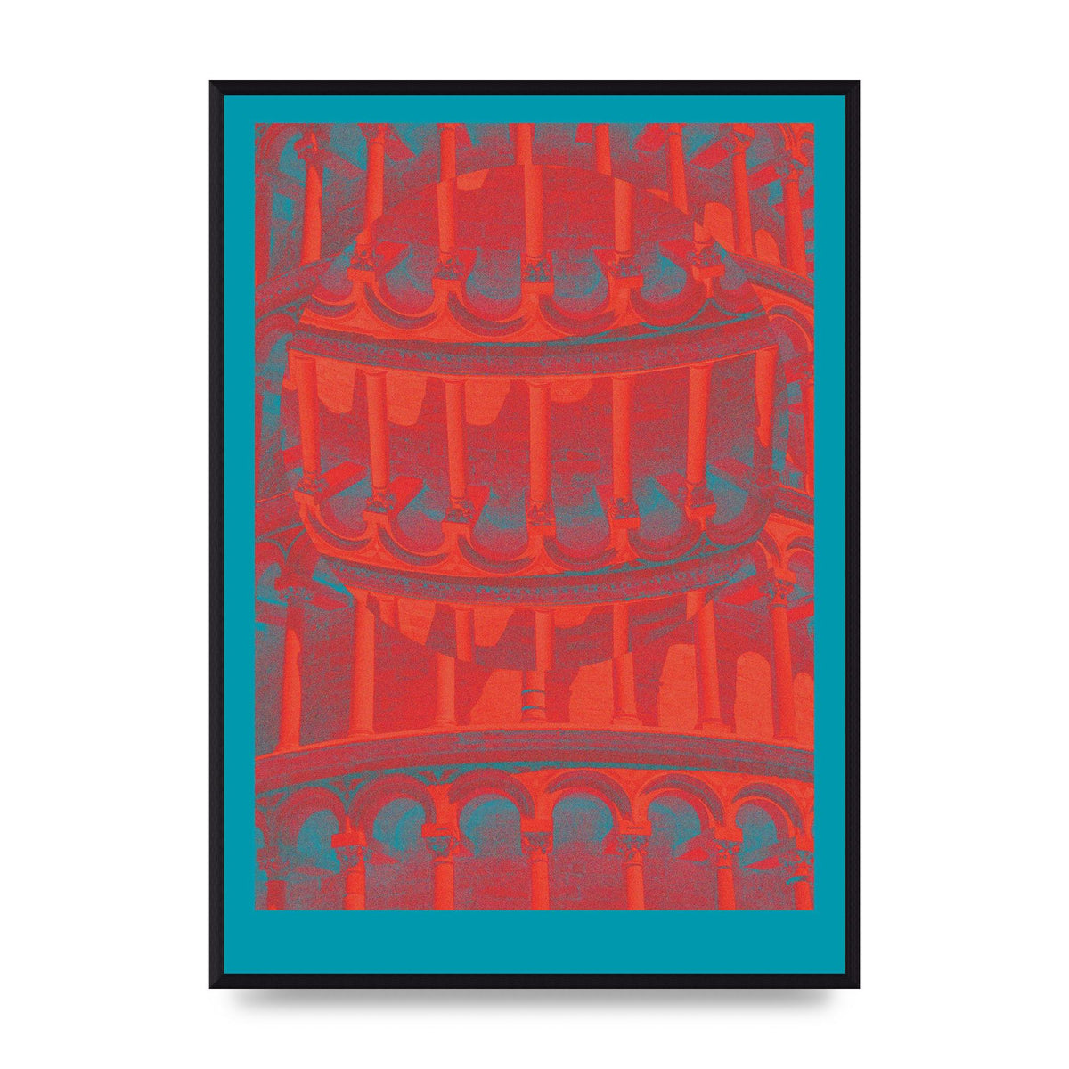 Tower Of Pisa Abstract Lofi Wall Art - A2 framed