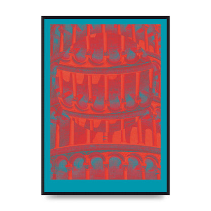 Tower Of Pisa Abstract Lofi Wall Art - A2 framed