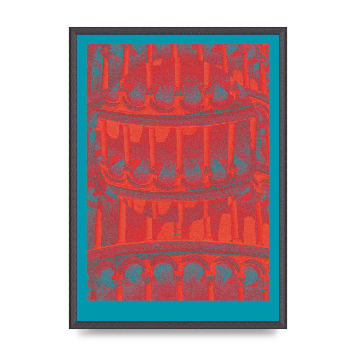 Tower Of Pisa Abstract Lofi Wall Art - A2 framed