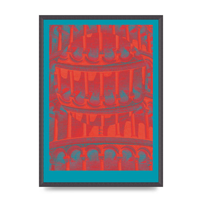 Tower Of Pisa Abstract Lofi Wall Art - A2 framed