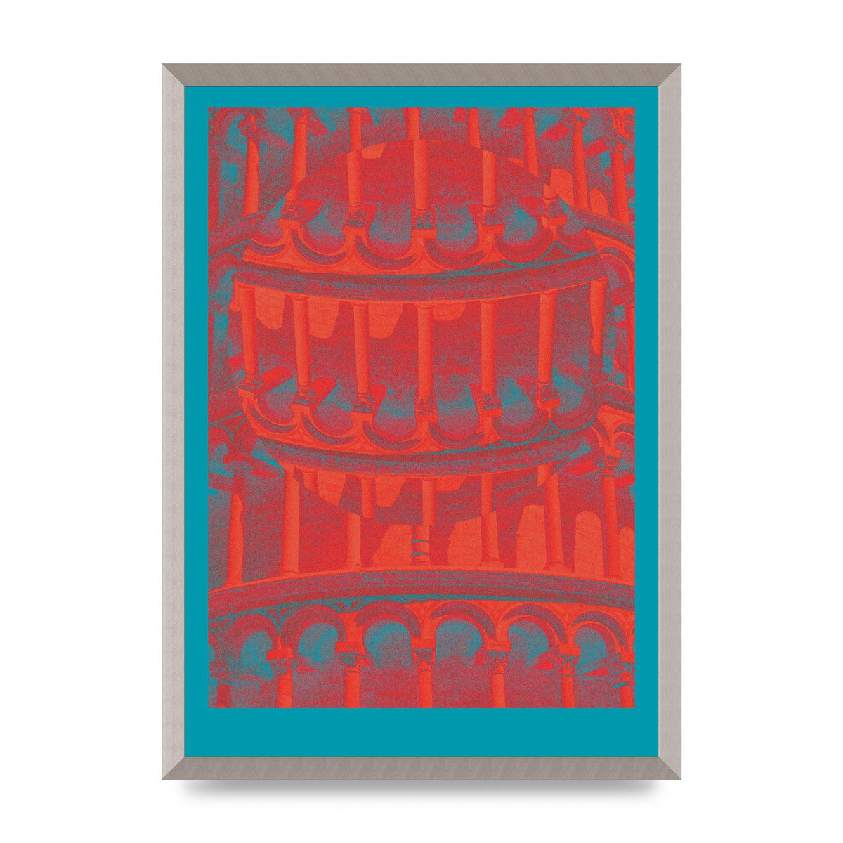 Tower Of Pisa Abstract Lofi Wall Art - A2 framed