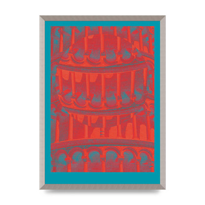 Tower Of Pisa Abstract Lofi Wall Art - A2 framed