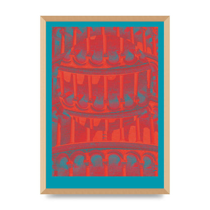 Tower Of Pisa Abstract Lofi Wall Art - A2 framed