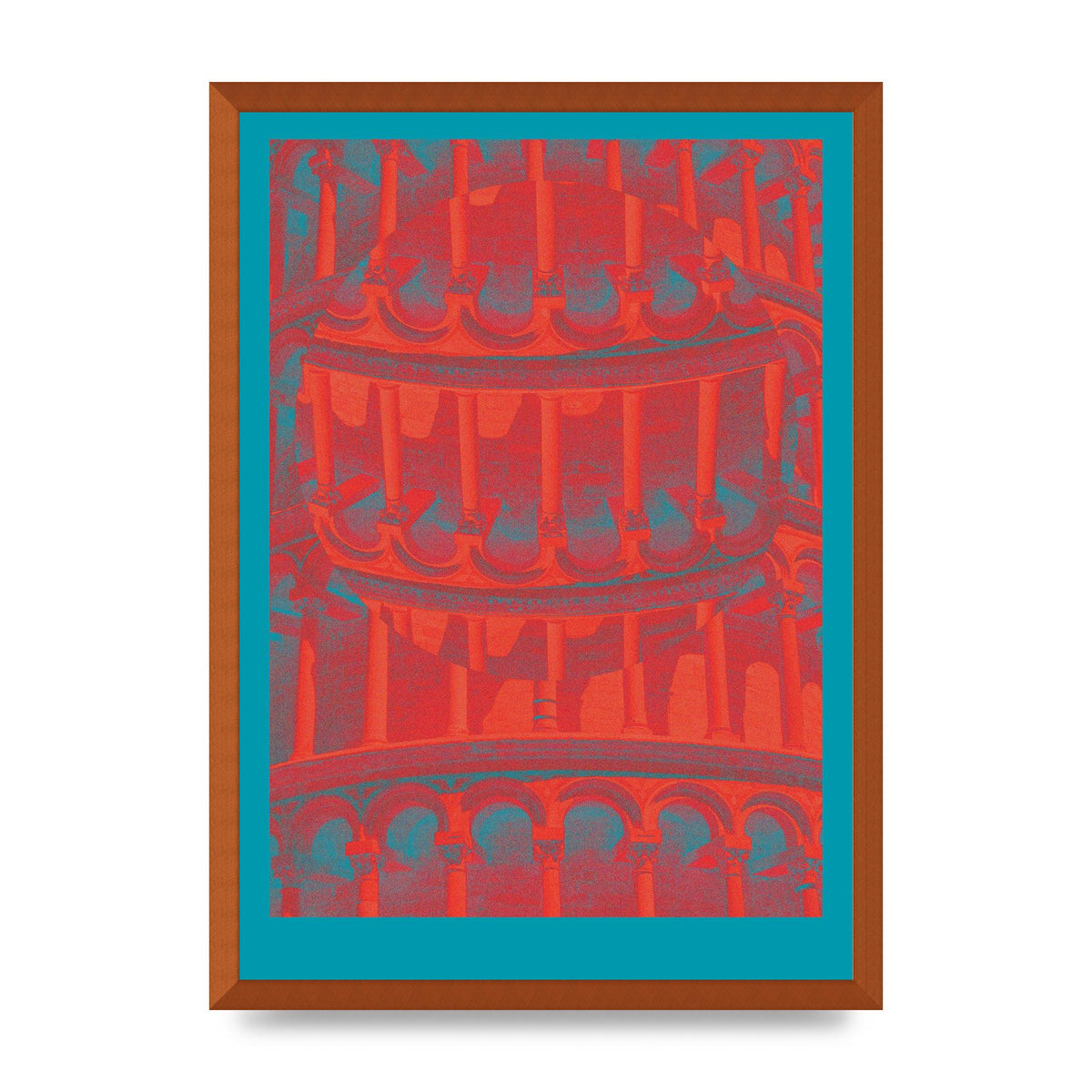 Tower Of Pisa Abstract Lofi Wall Art - A2 framed
