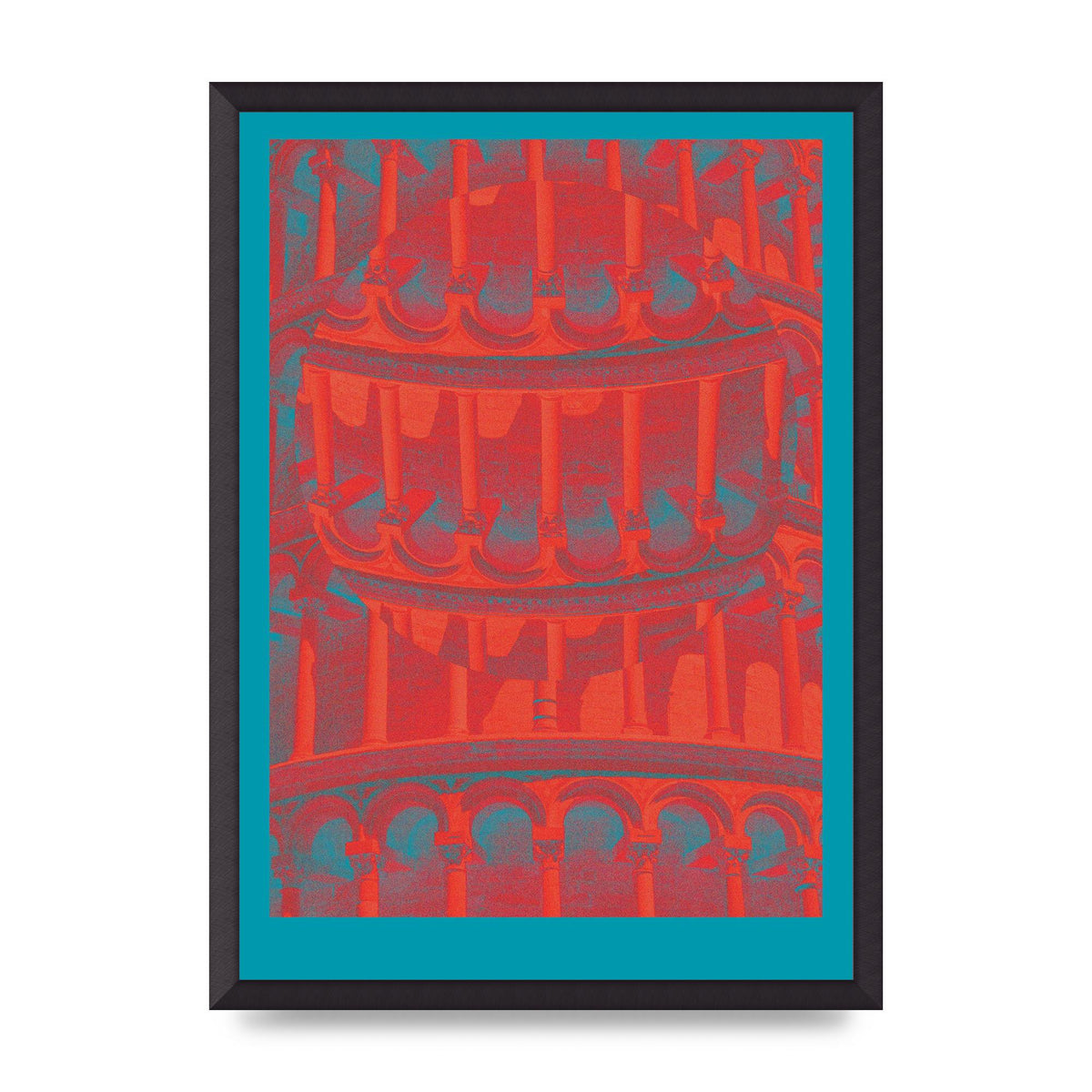 Tower Of Pisa Abstract Lofi Wall Art - A2 framed