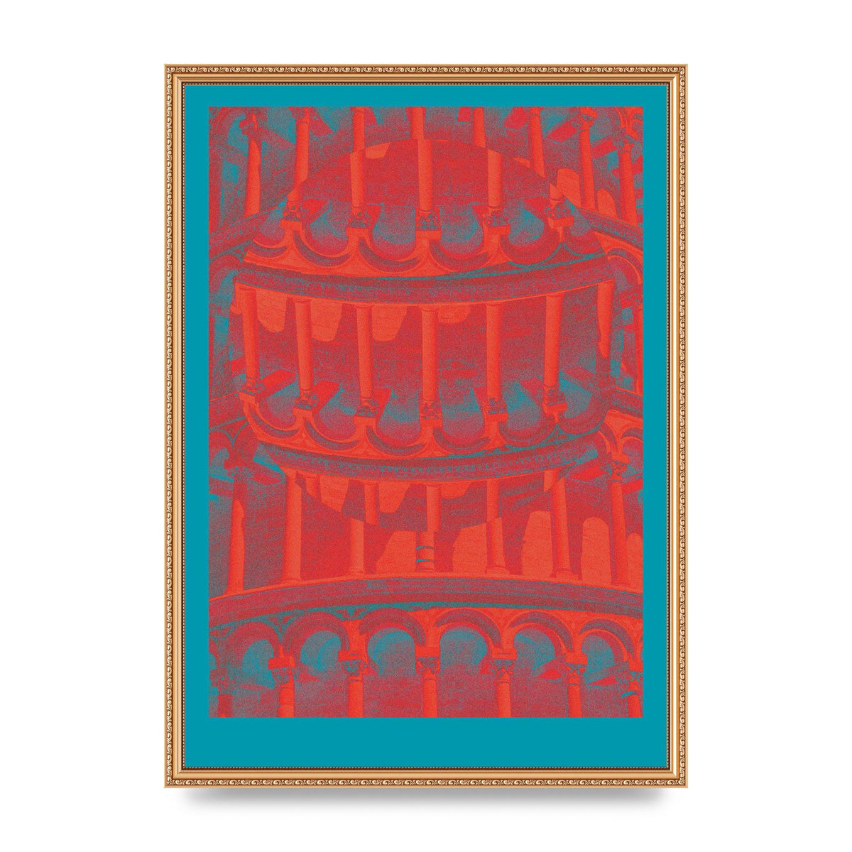 Tower Of Pisa Abstract Lofi Wall Art - A2 framed