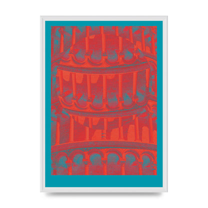 Tower Of Pisa Abstract Lofi Wall Art - A2 framed
