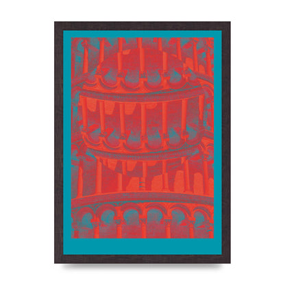 Tower Of Pisa Abstract Lofi Wall Art - A3 framed
