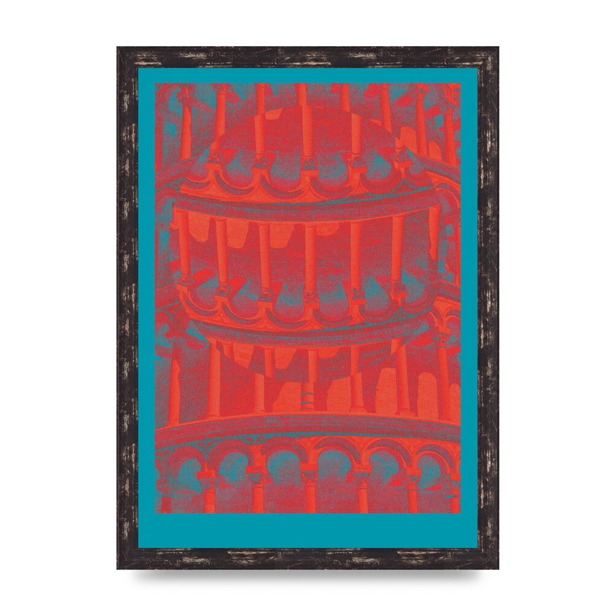 Tower Of Pisa Abstract Lofi Wall Art - A3 framed