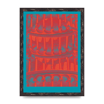 Tower Of Pisa Abstract Lofi Wall Art - A3 framed