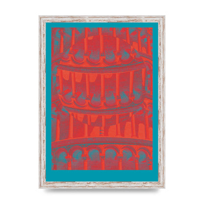 Tower Of Pisa Abstract Lofi Wall Art - A3 framed