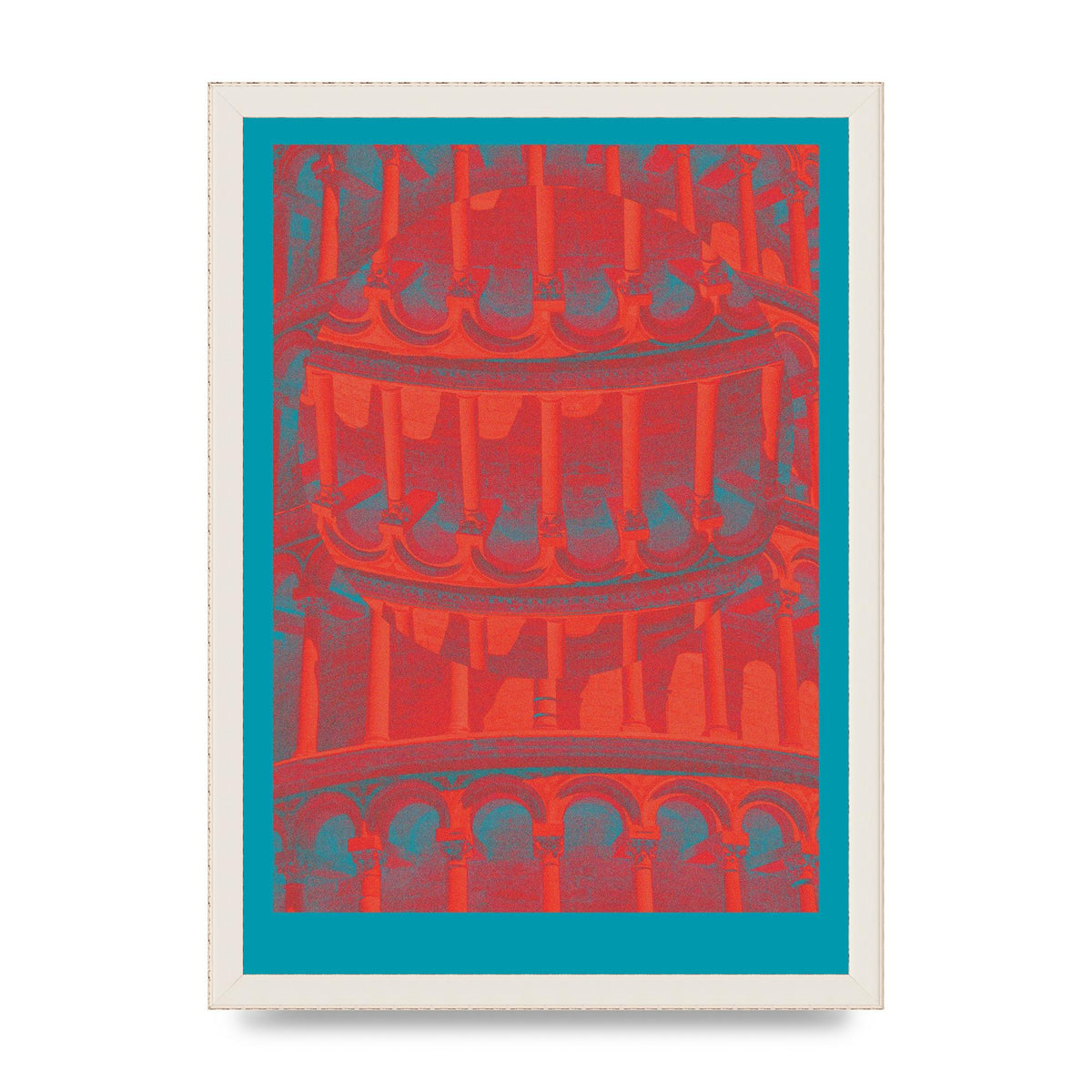 Tower Of Pisa Abstract Lofi Wall Art - A3 framed