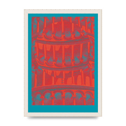 Tower Of Pisa Abstract Lofi Wall Art - A3 framed