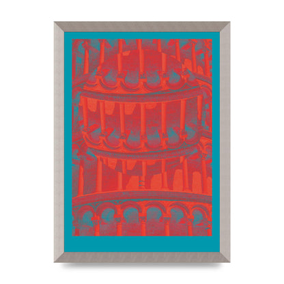 Tower Of Pisa Abstract Lofi Wall Art - A3 framed