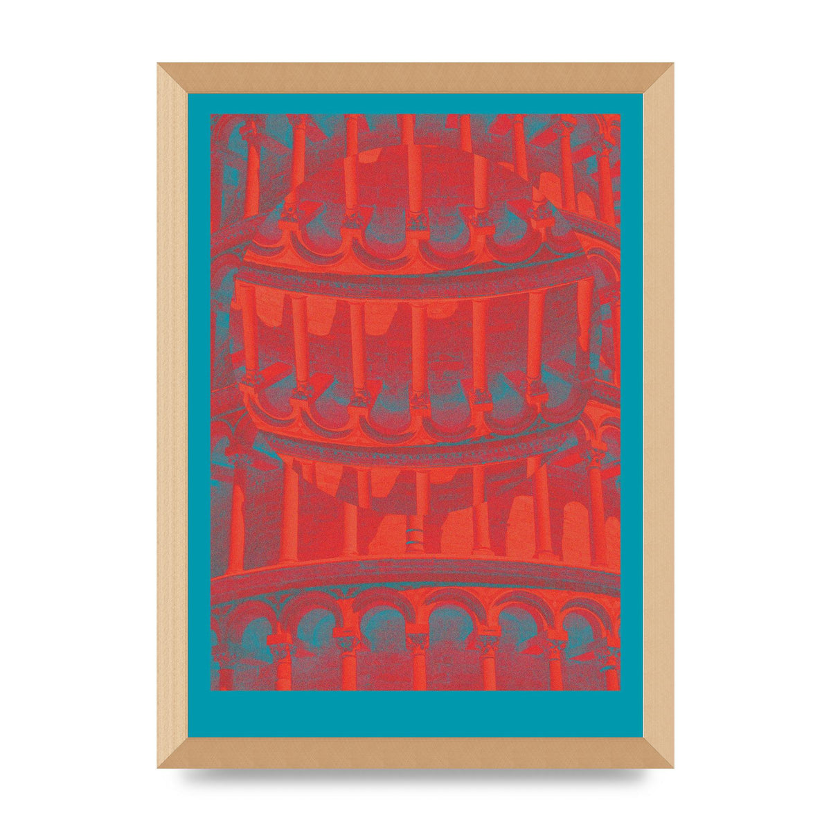 Tower Of Pisa Abstract Lofi Wall Art - A3 framed