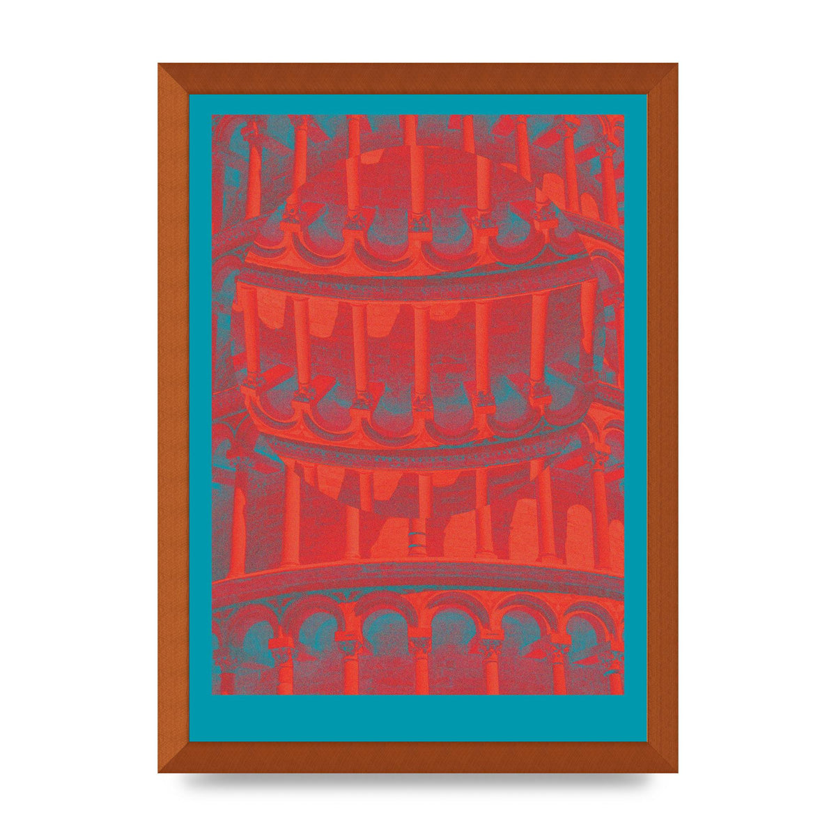 Tower Of Pisa Abstract Lofi Wall Art - A3 framed